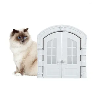 Porte-chats résistant aux intempéries, porte sans rabat, rétro, fenêtre en plastique blanc pour chats, mur de porte de sécurité pour chiots