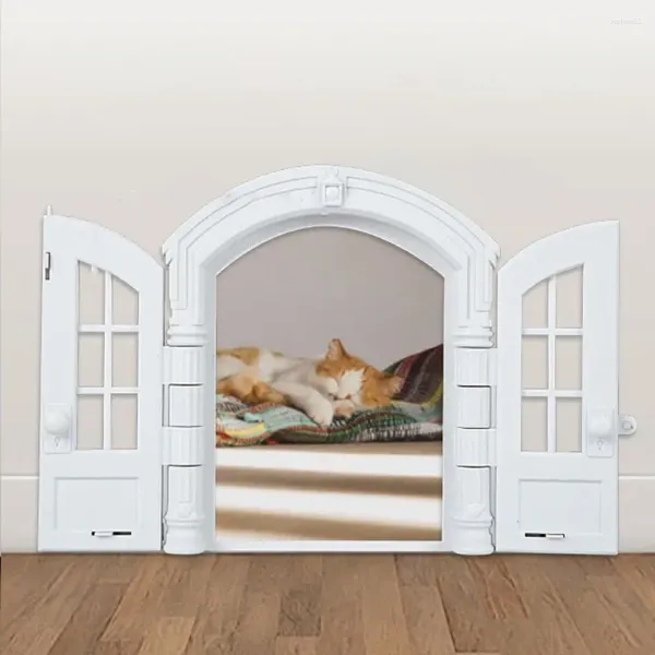 Transportadores para gatos, resistente a la intemperie, puerta sin solapa, suministros para mascotas pequeñas, ventana de plástico blanco para gatos, puerta de seguridad para cachorros