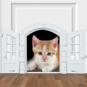 Transportadores para gatos, puerta blanca sin solapa, suministros para mascotas pequeñas, puertas de plástico resistentes a la intemperie para cachorros, puerta de seguridad para pared