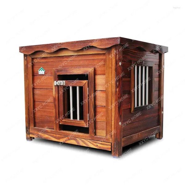 Portadores de gatos Casa de perro de madera Perrera de invierno Balcón Extraíble y lavable Villa cálida de madera maciza para mascotas