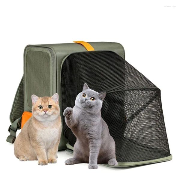 Bolsa de transporte para gatos con cremallera, funda portátil de viaje para hombros, transpirable, para exteriores, para hombre, cruzada, vaquera, expandible, Mochila Gato para mascotas