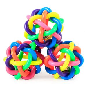 Cat Chew Puppy Dog Bell Toys Sound Ball Rainbow kleurrijk rubber grappig speelgoed 6,5 cm training huisdierproducten
