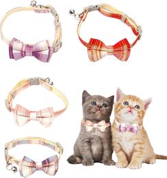 Kattenhalsband met vlinderdas en bel Breakaway Plaid Bowtie Kattenhalsband voor Kitty, katten, puppy's en kittens in Halloween Thanksgiving Kerstbruiloft