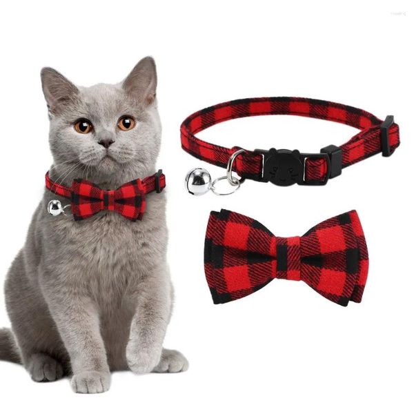 Collares para gatos Collar con pajarita para perros con campana Pajarita ajustable para mascotas Accesorios de Navidad para la mayoría de perros y gatos