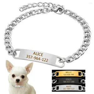 Cat Collars Customized Chain Collar Free Engraved Puppy Kitten ID NamePlate Necklace Anti-lost Pet For Small Dogs Cats Yorkshire