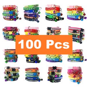 Chat Colliers Conduit 100 Pcs En Gros pour Avec Bell Collier Réglable Chiot chaton Drop Pet s Perro 230227