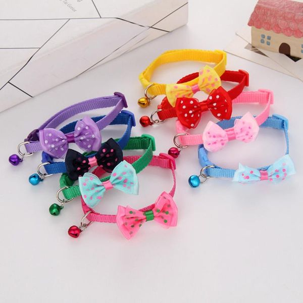 Chat Colliers Conduit 1pc Bonbons Couleur Réglable Noeud Papillon Cloche Bowknot Vente Collier Cravate Chiot Chaton Chien Produits Pour Animaux De Compagnie