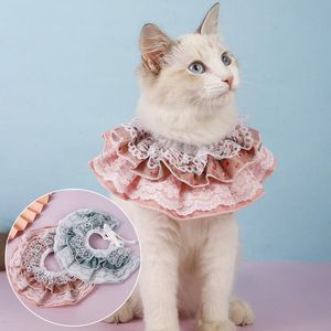 Cat Collars Leads 1pc Dog Collar Pet Sjaal Kant Bibs Multi-Layer Floral Fashion Accessoires Mooi