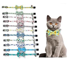 Colliers de chat laisses #48 collier de chien série colorée personnalisé animal de compagnie Teddy cloche arc détachable réglable