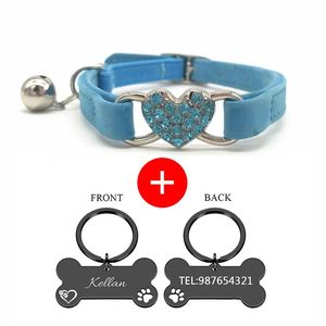 Colliers de chat laisse réglable Kawaii coeur forme charme collier de chien avec étiquette d'identification pour animaux de compagnie velours doux matériel fournitures Suministros Para Perros