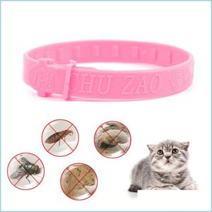 Cat -kragen leidt verstelbare huisdierkraag anti -vlo tikken muggen roze outdoor kattenhond beschermen repel rubber ketting hoge kwaliteit d dhmnc