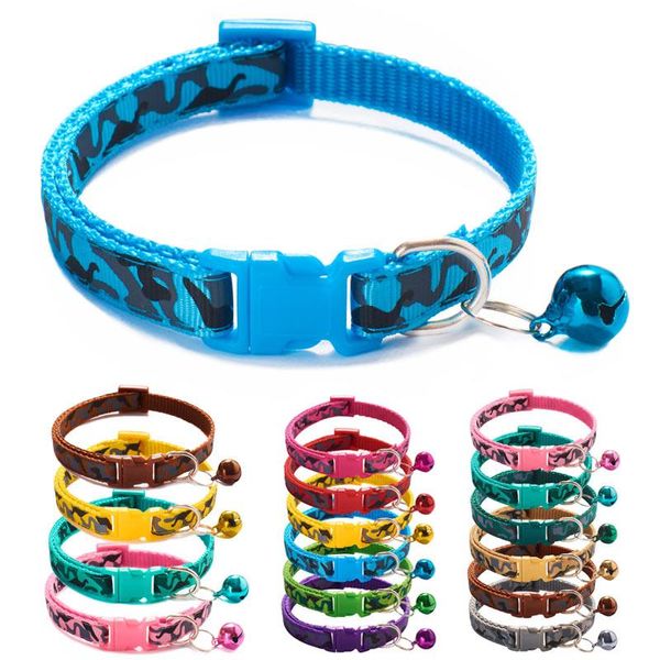 Collares de gato Lleva Collar de camuflaje con campana Collar de perro mascota Gatos Collier Chats Perro Suministros para pequeños medianos Kittin Chihuahua Rosa B