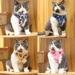 Los collares de gato lidera el arnés de chaleco de camuflaje arneses reflectantes para mascotas y conjuntos de correa para s sphynx kedi cadena de perros accesorios de mascotas 230309