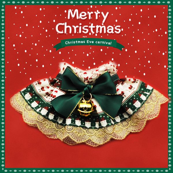 Collares de gato líderes de la navidad collar de perro babero rojo bowknot santa cláusula bufanda impresa con accesorios de collar de cachorro de campana 230227