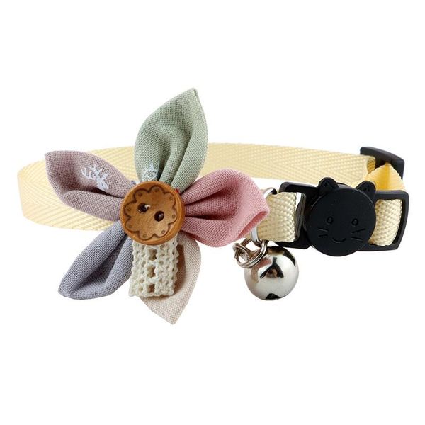 Colliers de chat conduit couleur collier de fleur avec cloche collier réglable animal de compagnie chiot chaton accessoires de rupture en gros