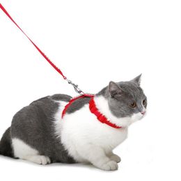 Kattenboorden Leads Hond Kraag Harnas Leash Verstelbare Nylon Pet Traction Halter Vest Puppy Kleine Belt