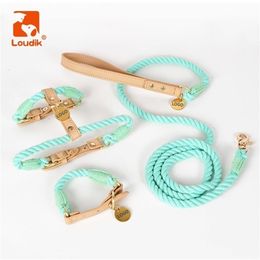 Colliers pour chats Laisses Loudik Ensemble harnais et laisse pour chat de luxe personnalisé personnalisé gravé au laser étiquette de nom en cuir petit collier pour animaux de compagnie laisse en gros 231011