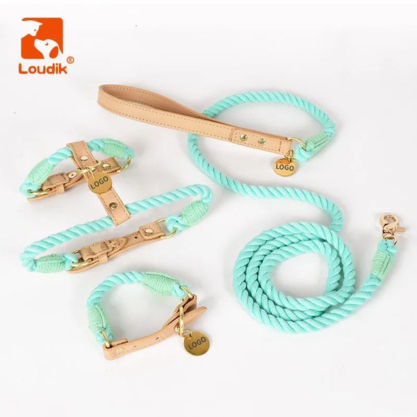 Colliers pour chats Laisses Loudik Ensemble harnais et laisse pour chat de luxe personnalisé personnalisé gravé au laser étiquette d'identification en cuir petit collier pour animaux de compagnie laisse en gros 231009