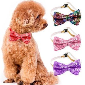 Colliers de chat conduit accessoires pour animaux de compagnie fournitures de vacances collier de paillettes noeud papillon décoration de fête d'anniversaire pour petits chiens chaton collier