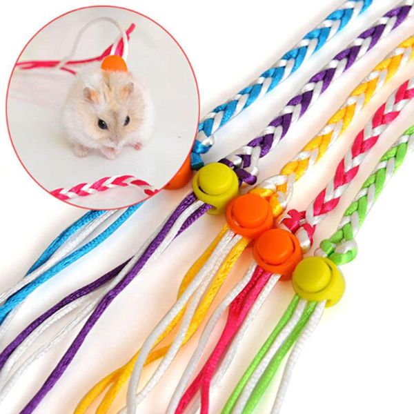 Colliers pour chat Conduits Corde Réglable Pour Animaux De Compagnie Hamster Rat Souris Harnais Ferret Finder Cloche Double Usage Laisse Laisse Petit Cochon Ours Fournitures 1pcs