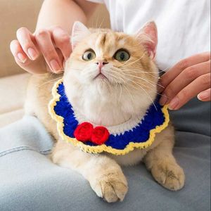 Colliers de chat Conduit Pet Fil Crochet Collier Avec Noeud Papillon Écharpe Colorée Pour Chats Chien Doux Accessoires