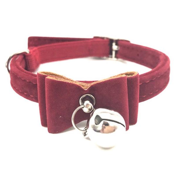 Colliers de chat conduit sécurité nœud papillon élastique avec cloche petit collier de chien cuir sûr PU 6 couleurs produits pour animaux de compagnie