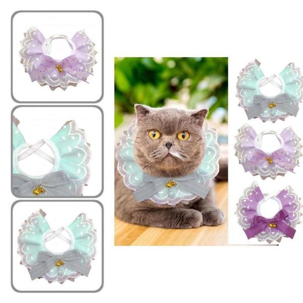 Collares para gatos con estilo, collar para mascotas, unisex, para cachorros, ligero, vestido de fiesta, bufanda de encaje para perros