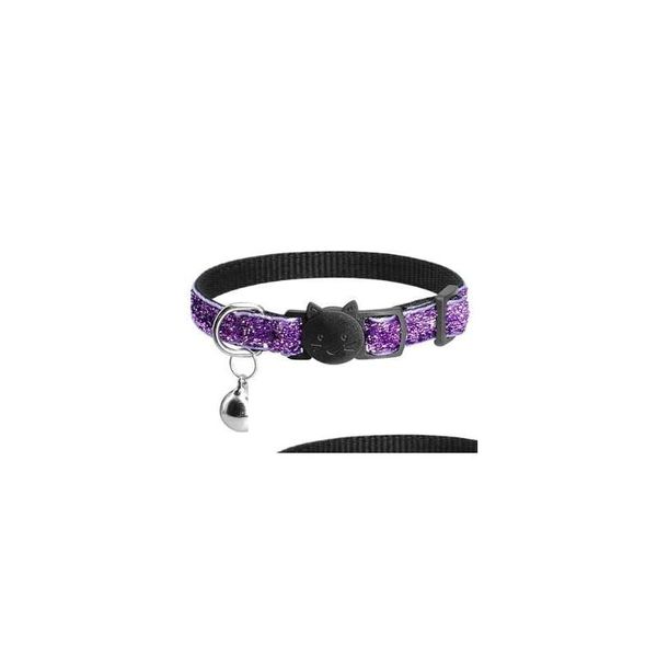 Colliers de chat conduit en gros collier de chaton à dégagement rapide Bling paillettes chiot chien avec sécurité de cloche mignonne pour la livraison directe maison jardin Pe Dhevu