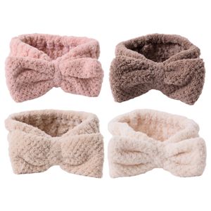 Cat Coral Fleece Head Bands for Women mignons Hair Soft Bows Band Band Bandons Lavage Face Face Make Up Turbans Bandage Girls Accessoires