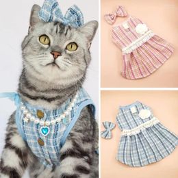 Costumes de chat 1 ensemble robe pour animaux de compagnie avec coiffure à nœud Floral fausse perle décor mignon chiens chats fournitures de princesse