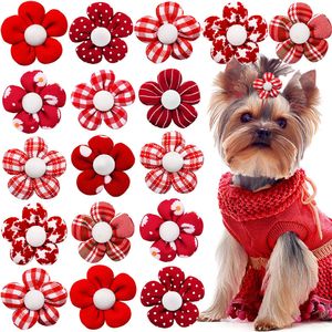Costumes de chat 1020pcs fleur chien cheveux arc rouge style saint valentin décorer bowknot avec des bandes de caoutchouc pour petits accessoires de chiot 230825