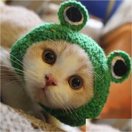 Katkostuums 2021 Grappige rekwisieten Hoofdkleding Honden Cosplay Cosplay Cap Kostuum Warm Frog Hat Jaar feest Kerstaccessoires Drop Delivery Home G DHVC0