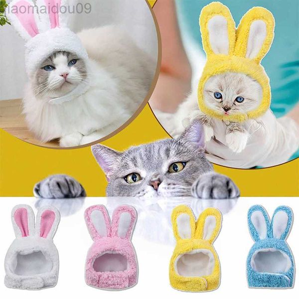 Disfraces de gato 2023 Pascua linda vestuario de conejito con orejas para gatos perros pequeños fiesta de accesorios para mascotas blancas blancas blanca aa230321