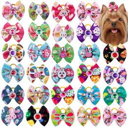 Disfraces de gatos 20 piezas Arcos para perros Pascua Diamante Conejo para perros de pelo Accesorios para mascotas Bandas de goma Aseo 230825