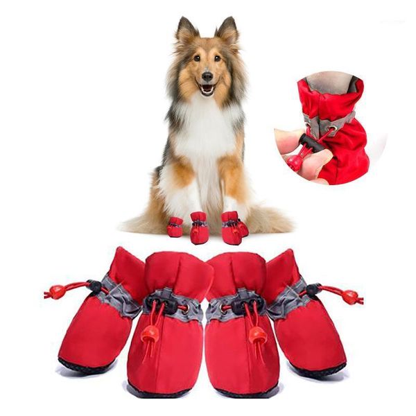 Chat Costumes 4 pièces/lot chaussures pour animaux de compagnie pour chiens botte hiver imperméable chien chaussettes antidérapant réfléchissant couvre extérieur grands chiens # p35