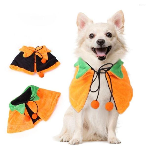 Costumes de chat réglable Halloween Cape de citrouille pour animaux de compagnie en peluche douce Double face Orange chien Cape Festival