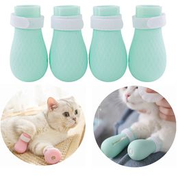 Cat Costumes Verstelbare Siliconen Anti-Scatch Cat Foot Shoes voor verzorgingsbad Wasklauw Paw Cover Protector Siliconen Pet verzorgingstools 230812