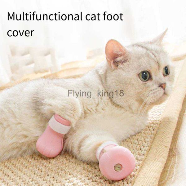 Costumes de chat Chaussures de pied de chat anti-rayures en silicone réglables pour le toilettage Bain Lavage Griffe Patte Couverture Protecteur Silicone Outils de toilettage pour animaux de compagnie HKD230921