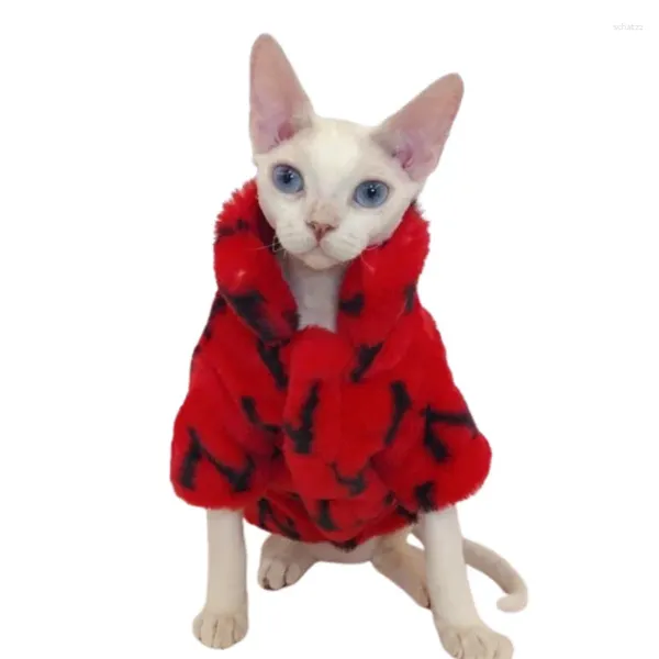 Disfraces de gato Otoño Invierno piel gruesa chaqueta cálida Polar polar ropa de gatito para esfinges esfinge Devon Rex disfraz sin pelo