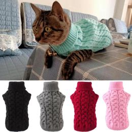 Disfraces de gato Otoño Invierno Ropa para mascotas Suéter de punto sólido para perros pequeños Gatos Estiramiento cálido Sphynx Ropa Gatito Jerseys