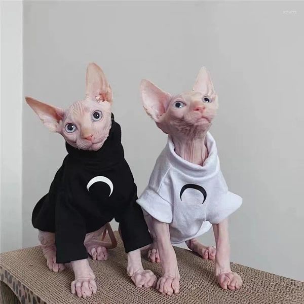 Costumes de chat automne hiver Sphynx vêtements sans poils Sphinx Devon Harajuku foncé Simple lune Couple T-shirt