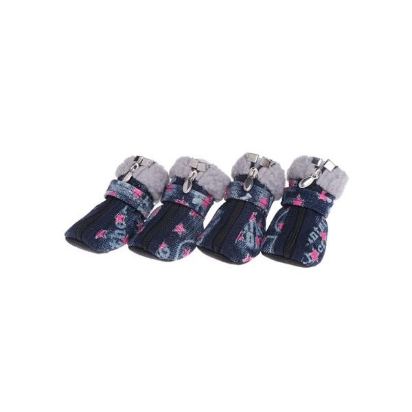 Chat Costumes C5AC Pet Chaussures Chiens Chiot Bottes Denim Chaud Neige Hiver Belle Anti Slip Zipper Casual