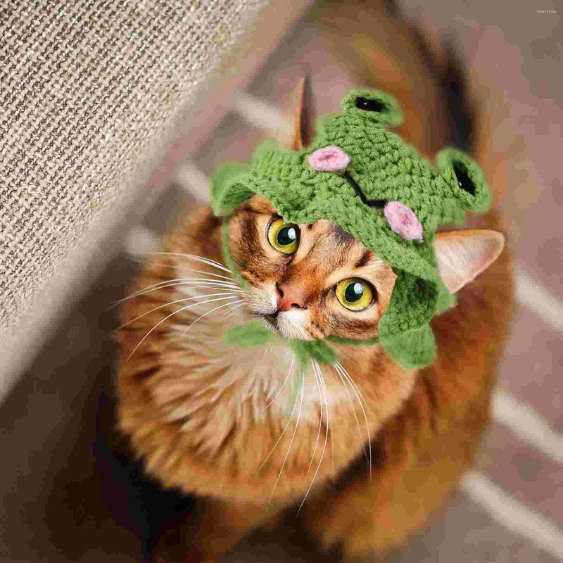 Kedi Kostümleri Karikatür Tasarım Örgü Şapka Sevimli Köpek Yumuşak Cadılar Bayramı Noel Partisi Evcil Hayvan Kostüm