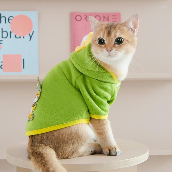 Costumes de chat dessin animé vêtements pour animaux de compagnie chien polaire sweat Costume manteau porter des vêtements en tissu hiver petits sweats à capuche vêtements