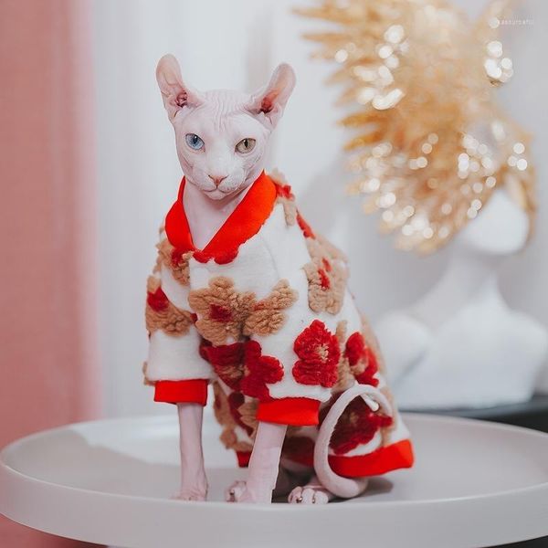 Costumes de chat Vêtements pour chats Sphynx Coton Manteau épais Uniforme de baseball sans poils Veste chaude pour chatons Chiens Hiver Doux Devon Rex