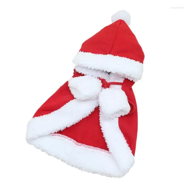 Costumes de chat de noël Ca Pe corail velours Santa à capuche avec bande élastique pour fête à thème voyage accessoires de Costume pour animaux de compagnie