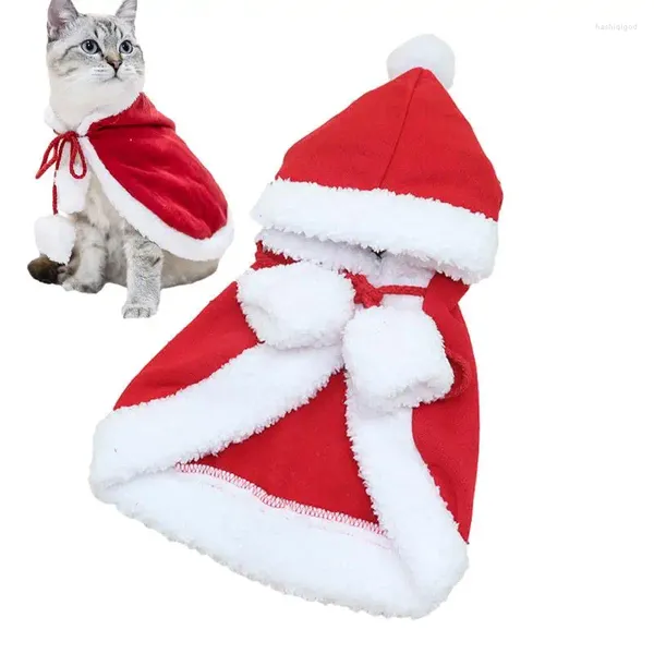 Disfraces de gato Capa de Navidad Coral Terciopelo Capa con capucha Ropa de otoño e invierno para fiesta Accesorios de disfraces de mascotas