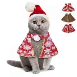 Kat kostuums kerst cape aankleedkleding kerstman cosplay grappig getransformeerd kat/hond rode sjaal mantel rekwisieten decor gewaad voor kerstfeest