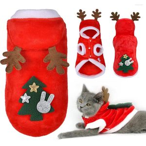 Costumes de noël pour chat, vêtements pour petit chien, Costume de père noël, chaton, chiot, à capuche, vêtements chauds pour animaux de compagnie, accessoires