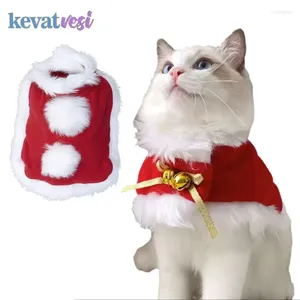 Katkostuums Kerstkostuum Xmas huisdiermantel met klokken voor kleine katten puppy kitten sjaalcosplay cape benodigdheden